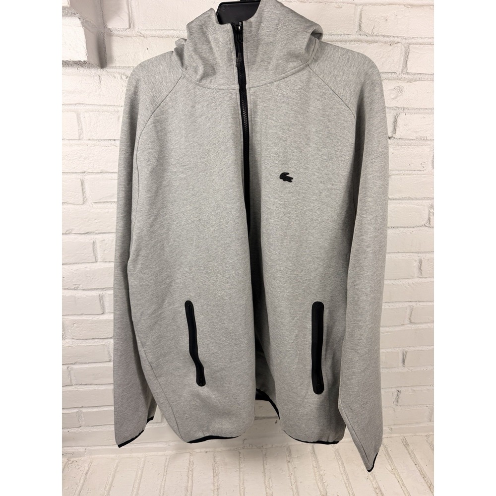 Lacoste Mens 4XL Gray Full Zip Hoodie Sweatshirt NWT $155 SH9141